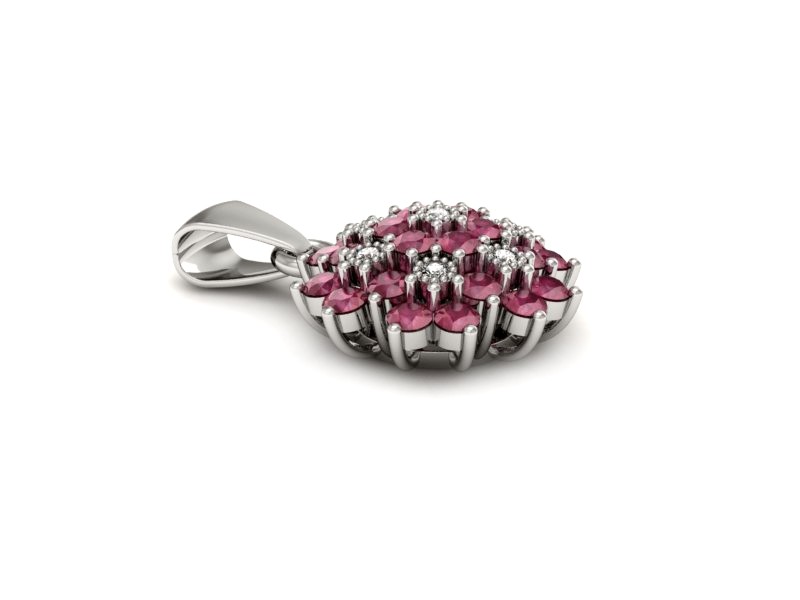 Złota zawieszka z rubinami i diamentami białe złoto - w1191br — zdjęcie 2