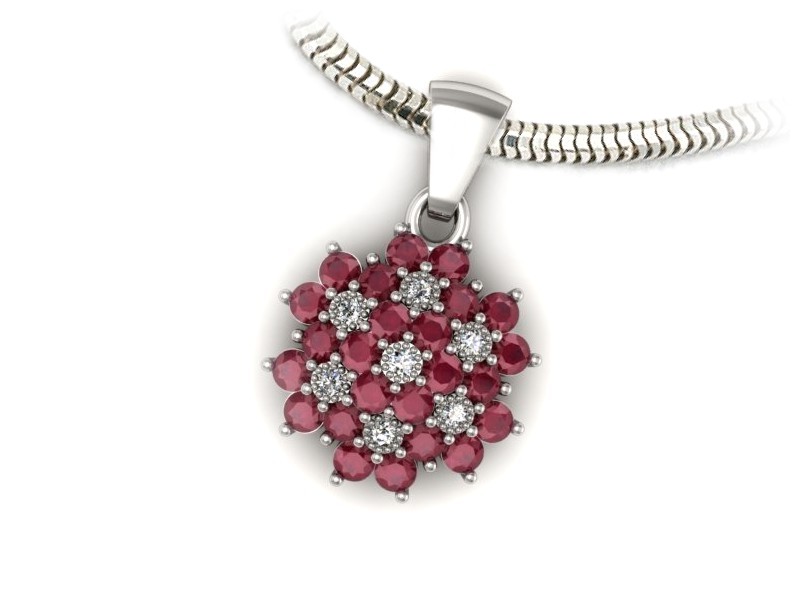 Złota zawieszka z rubinami i diamentami białe złoto - w1191br — zdjęcie 3