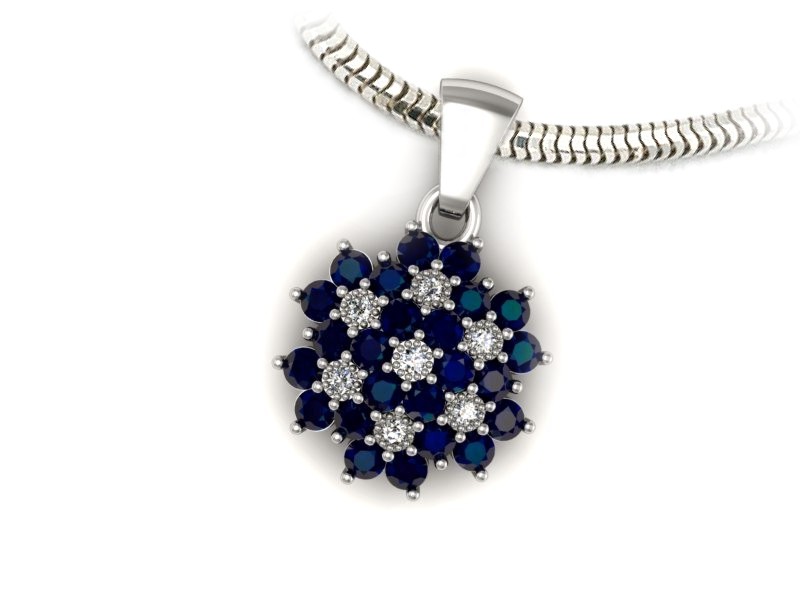 Zawieszka z szafirem i brylantami białe złoto - w1191bsz — zdjęcie 3