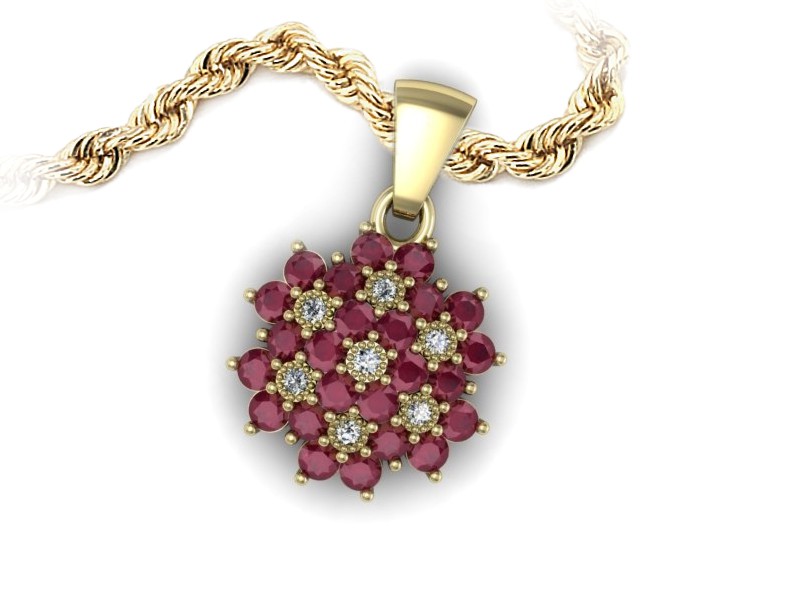 Zawieszka z rubinami i brylantami żółte złoto 585 - w1191zr — zdjęcie 3