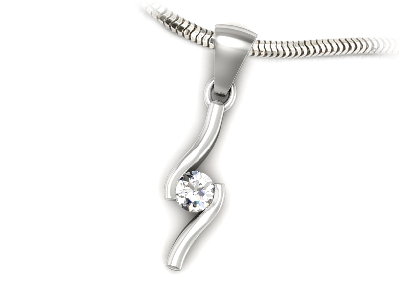 Złota zawieszka Wisiorek z brylantem białe złoto - w1280b — zdjęcie 3