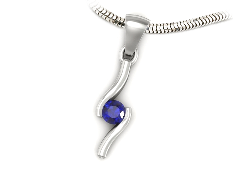 Wisiorek z szafirem w białym złocie klasyczna piękność - w1280bszc — zdjęcie 3