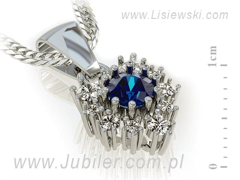 Zawieszka ze spinelem i brylantami złoto 585 - W15056BSA — zdjęcie 3