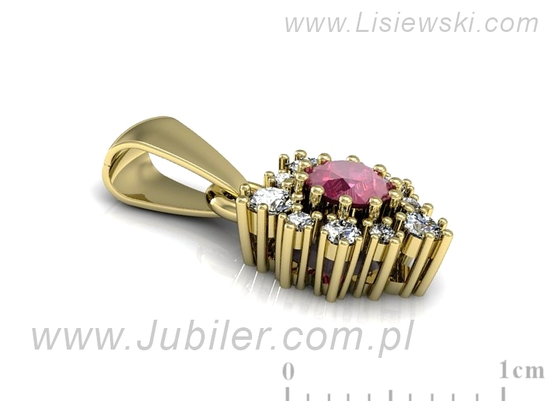 Złota zawieszka Wisiorek z rubinem i brylantami żółte złoto - W15056zr_ - 2