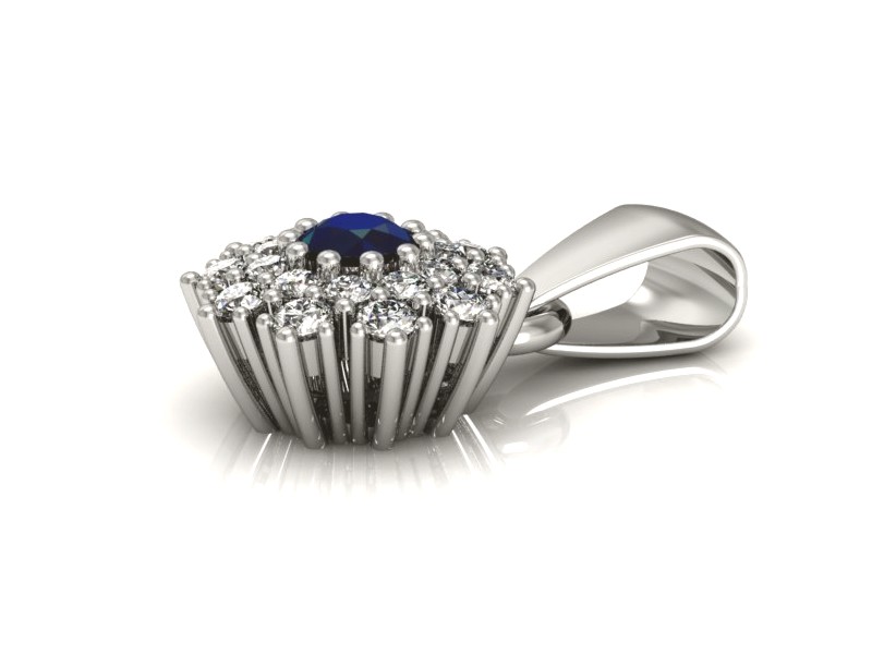 Zawieszka z szafirem i brylantami białe złoto - w15059bsz — zdjęcie 2