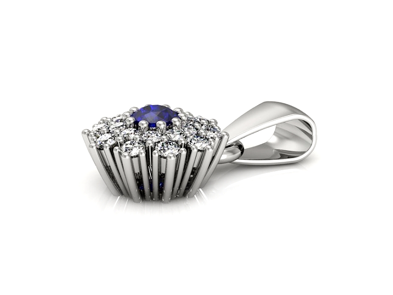 Zawieszka z szafirem i brylantami białe złoto - w15059bszc — zdjęcie 2