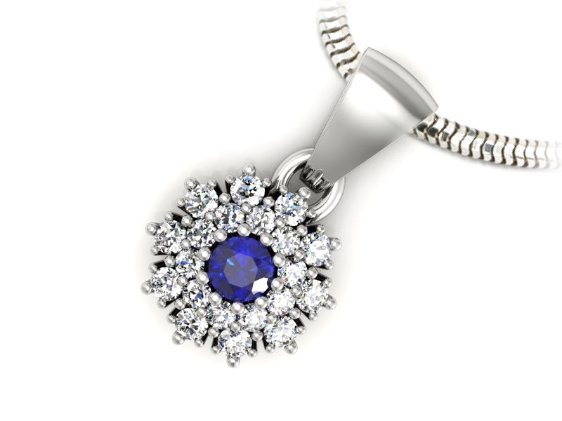 Zawieszka z szafirem i brylantami białe złoto - w15059bszc — zdjęcie 3