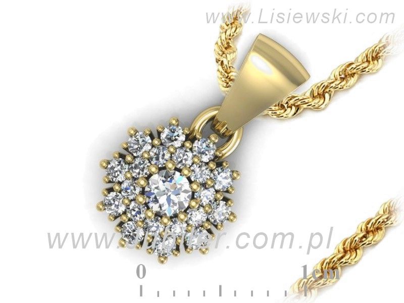 Złota zawieszka Wisiorek z brylantami żółte złoto - w15059z — zdjęcie 3