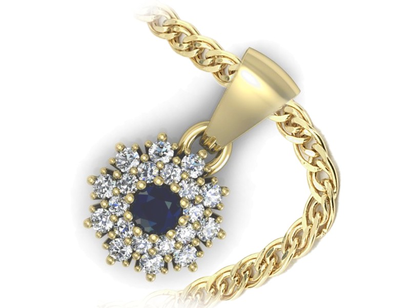 Zawieszka z szafirem i brylantami żółte złoto - w15059zsz — zdjęcie 3