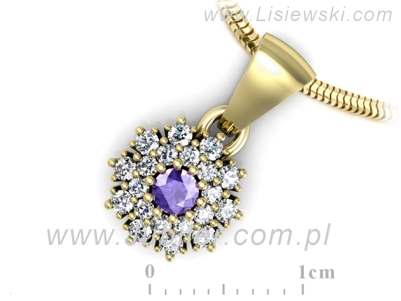 Złota zawieszka z tanzanitem i brylantami - w15059zt — zdjęcie 3