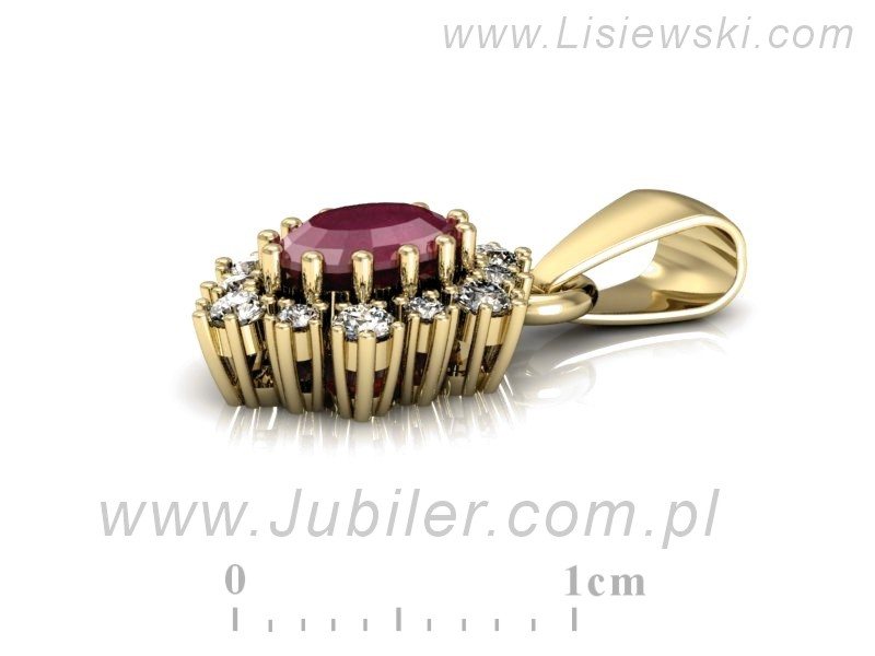 Zawieszka z rubinem i brylantami żółte złoto 585 - w15074zr — zdjęcie 2