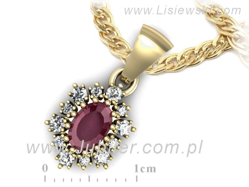 Zawieszka z rubinem i brylantami żółte złoto 585 - w15074zr — zdjęcie 3