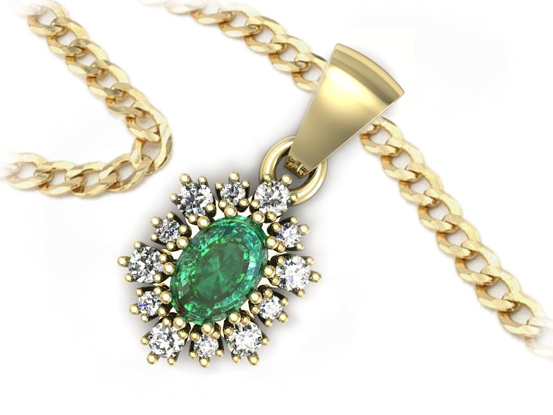 Wisiorek ze szmaragdem i brylantami żółte złoto - w15074zsm — zdjęcie 3