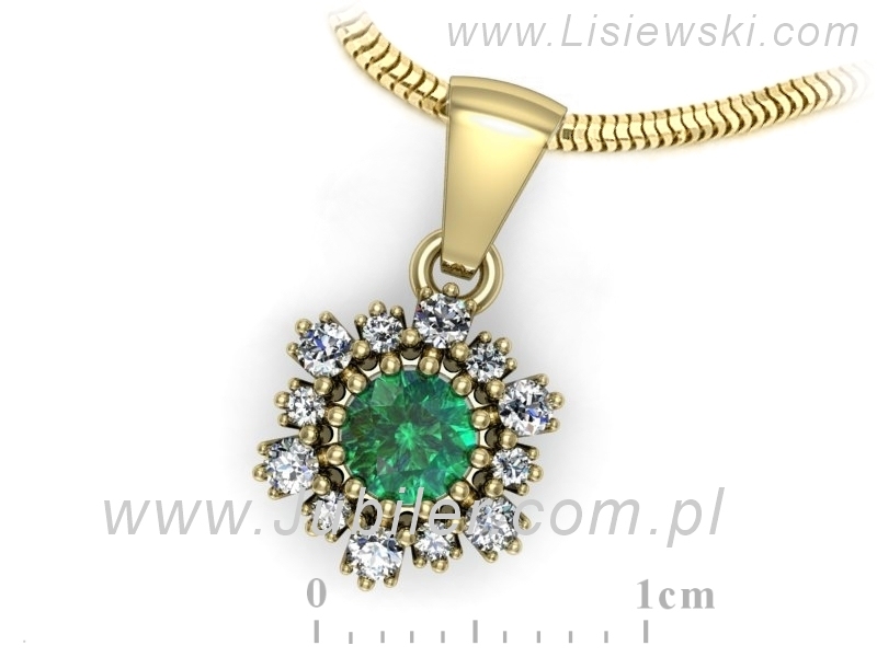 Wisiorek ze szmaragdem i brylantami żółte złoto - w15075zsm — zdjęcie 3
