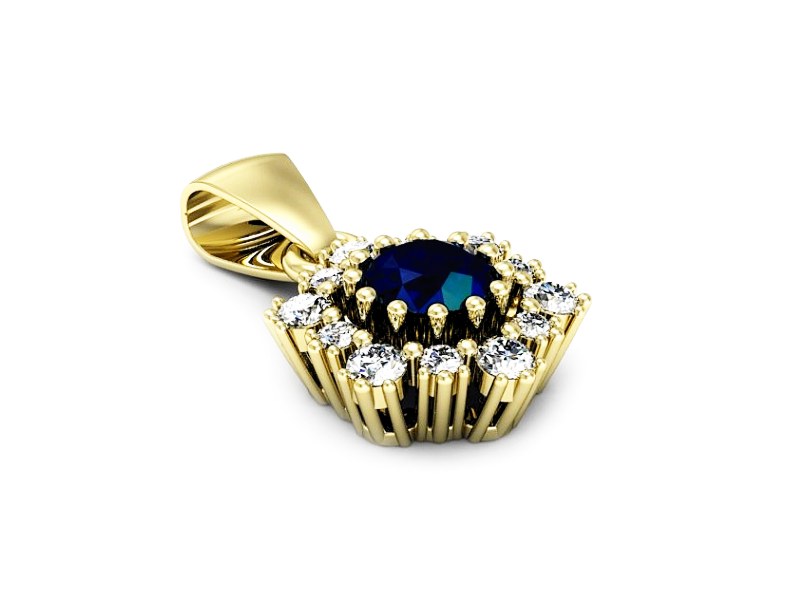 Zawieszka z szafirem i brylantami żółte złoto - w15075zsz — zdjęcie 2