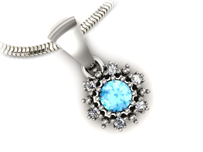 Wisiorek z topazem i brylantami białe złoto 585 - w15077ba — zdjęcie 3