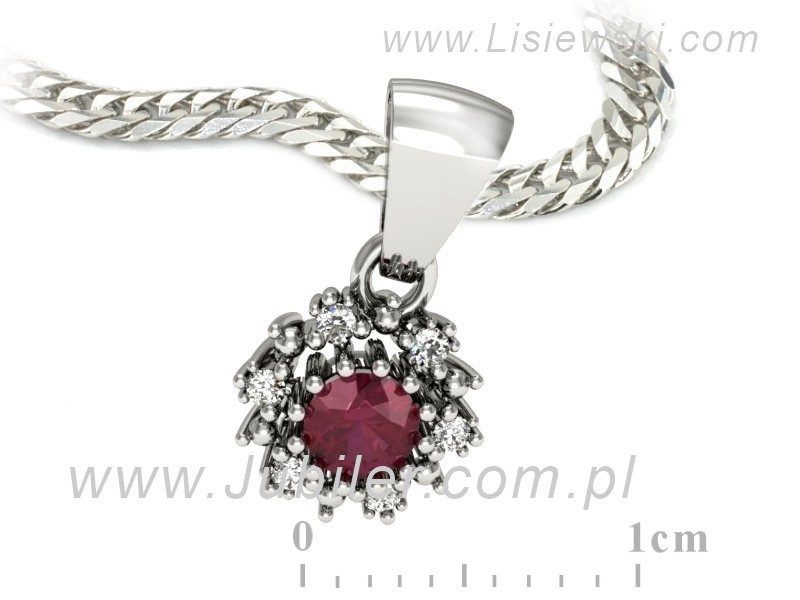 Zawieszka z rubinem i brylantami białe złoto - W15077BR — zdjęcie 3