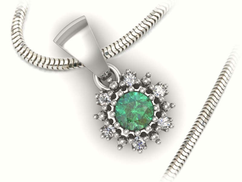 Zawieszka ze szmaragdem z brylantami białe złoto - w15077bsm — zdjęcie 3