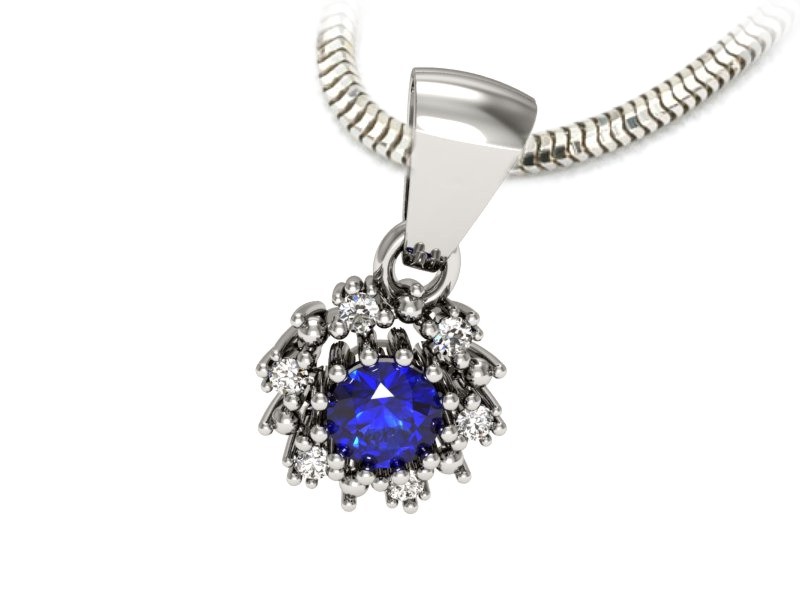Zawieszka z szafirem i brylantami białe złoto - w15077bszc — zdjęcie 3