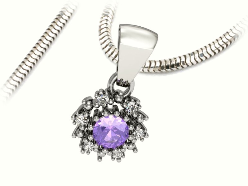 Zawieszka z tanzanitem i brylantami białe złoto - w15077bt — zdjęcie 3