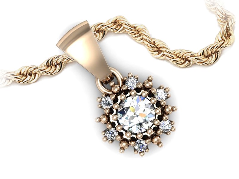 Złota zawieszka z brylantami różowe złoto 585 - w15077c — zdjęcie 3