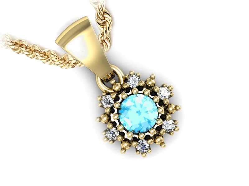 Wisiorek z topazem i brylantami żółte złoto 585 - w15077za — zdjęcie 3