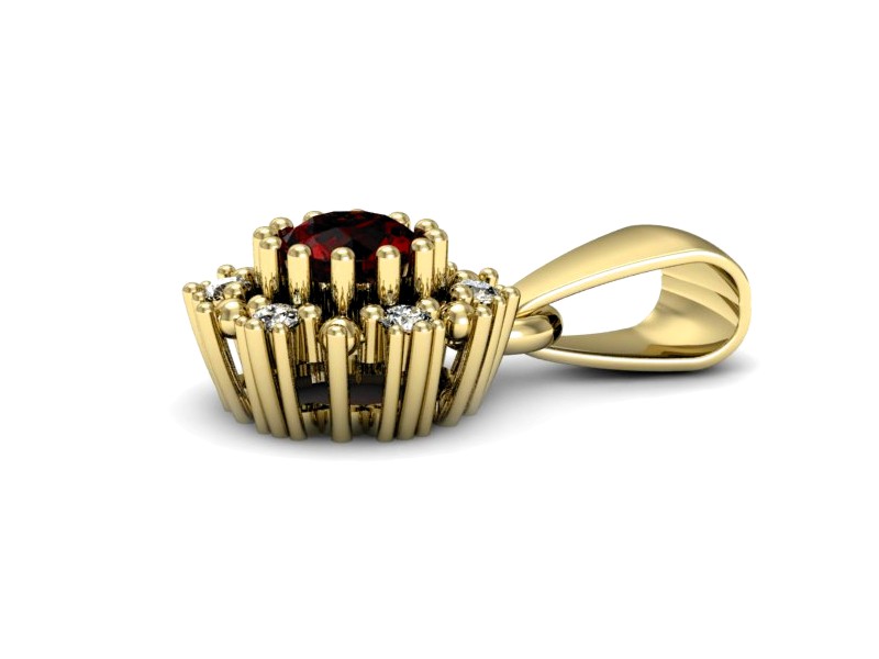 Zawieszka z granatem i brylantami żółte złoto - w15077zgr — zdjęcie 2