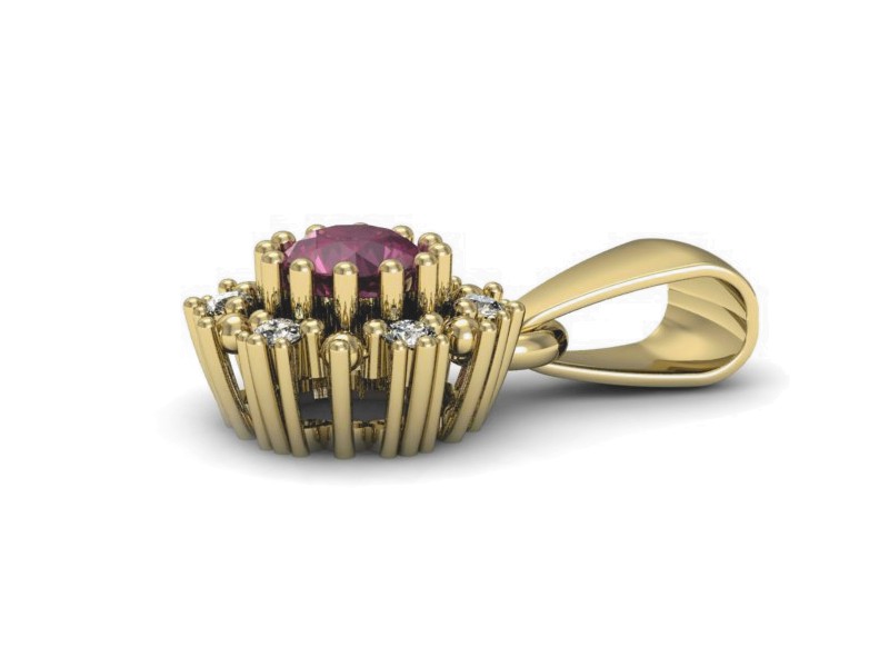 Zawieszka z rubinem i brylantami żółte złoto 585 - w15077zr — zdjęcie 2