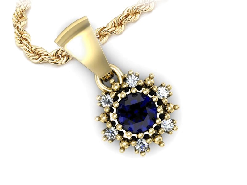 Wisiorek ze spinelem i brylantami żółte złoto - w15077zsp — zdjęcie 3