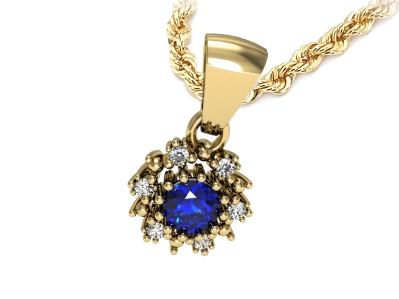 Wisiorek z szafirem i brylantami żółte złoto - w15077zszc — zdjęcie 3