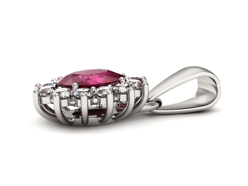 Zawieszka z rubinem i brylantami białe złoto 585 - W15087br — zdjęcie 2