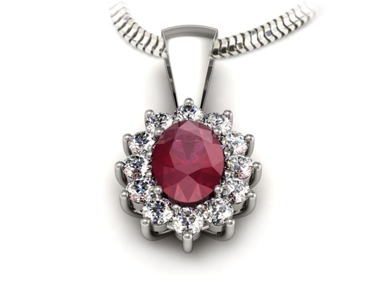 Zawieszka z rubinem i brylantami białe złoto 585 - W15087br — zdjęcie 3