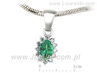 Złota zawieszka Wisiorek ze szmaragdem z brylantami białe 14k - W15087BSM- 3