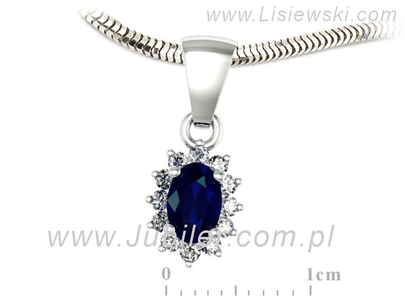 Zawieszka z szafirem i brylantami białe złoto - W15087BSZ — zdjęcie 3