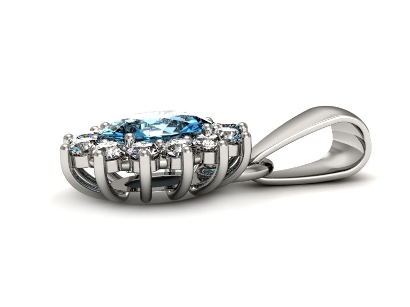 Zawieszka z topazem i brylantami białe złoto 585 - W15087btp — zdjęcie 2