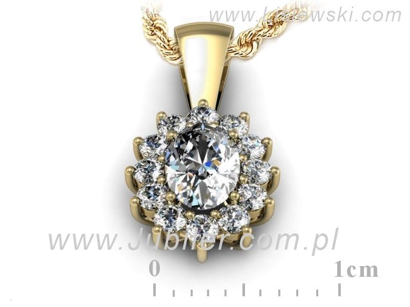 Złota zawieszka Wisiorek z diamentami żółte złoto - W15087z — zdjęcie 3