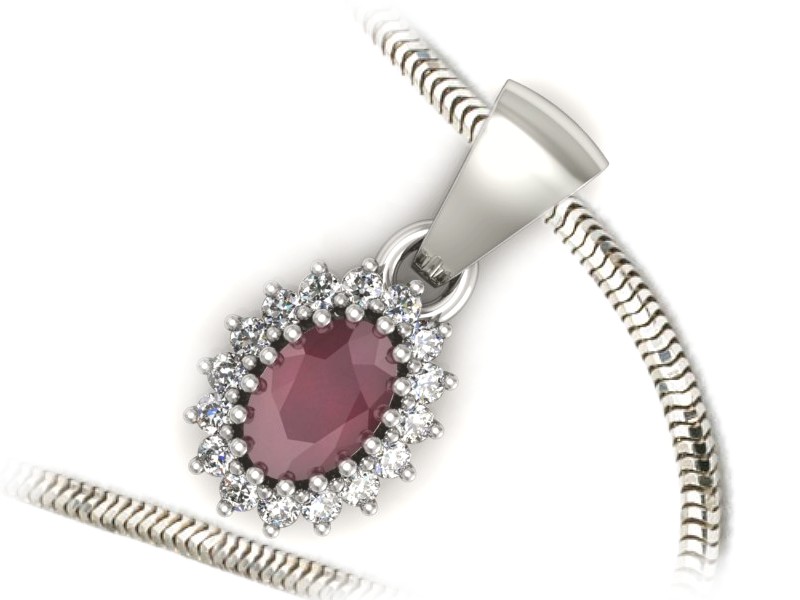 Zawieszka z rubinem i brylantami białe złoto 585 - w15088br — zdjęcie 3