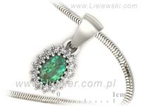 Złota zawieszka Wisiorek ze szmaragdem z brylantami białe 14k - W15088BSM- 3