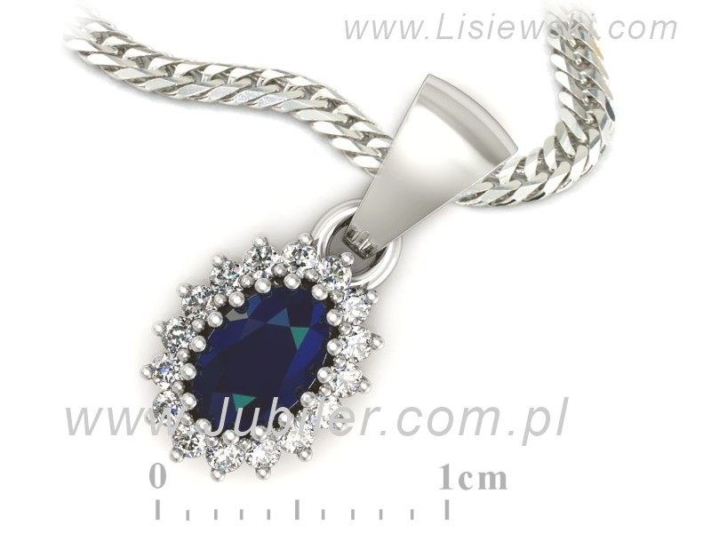 Zawieszka z szafirem i brylantami białe złoto - W15088BSZ — zdjęcie 3