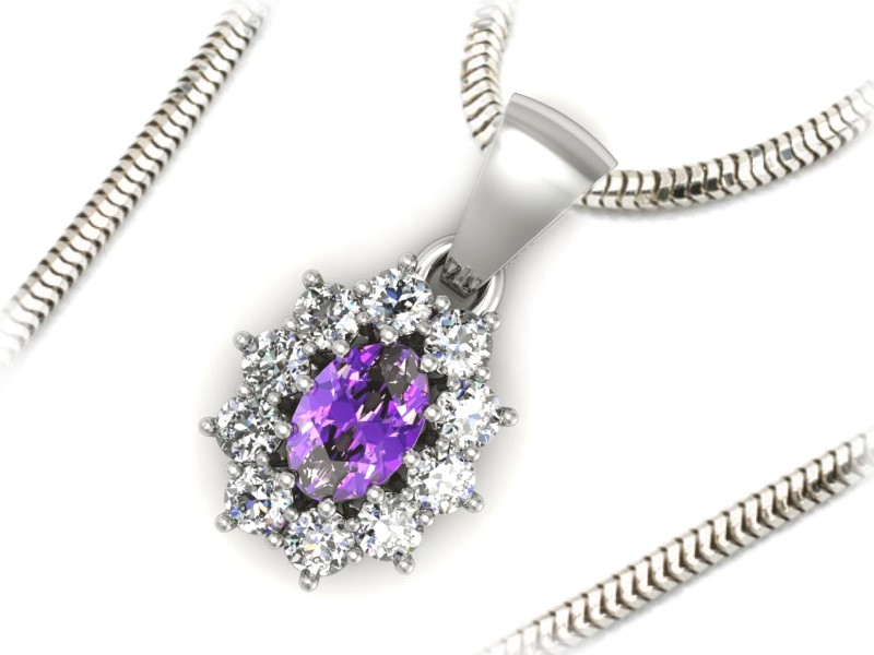 Wisiorek z ametystem z brylantami białe złoto - w15089ba — zdjęcie 3