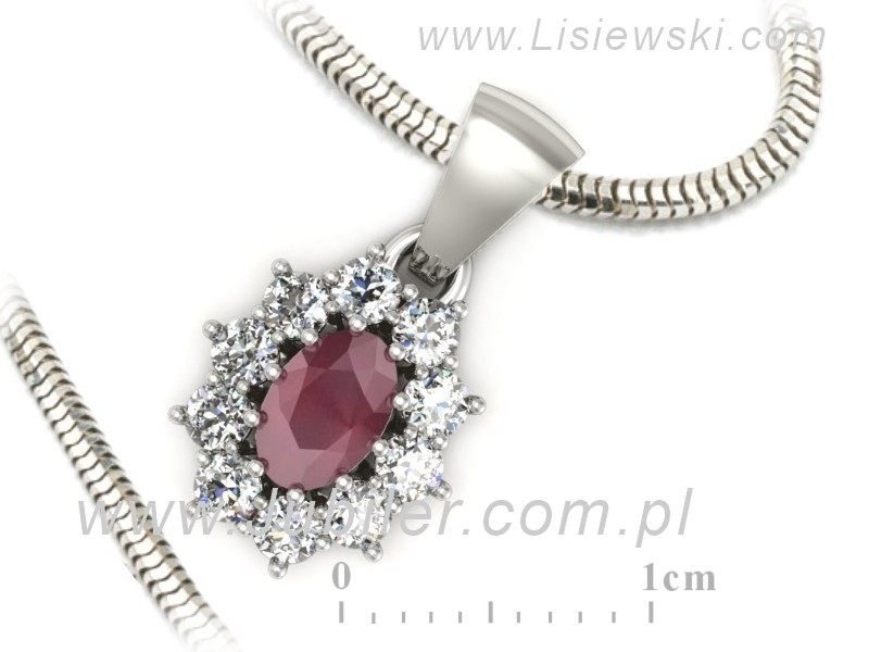 Zawieszka z rubinem i brylantami białe złoto 585 - w15089br — zdjęcie 3