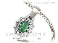 Złota zawieszka Wisiorek ze szmaragdem z brylantami białe 14k - w15089bsm- 3