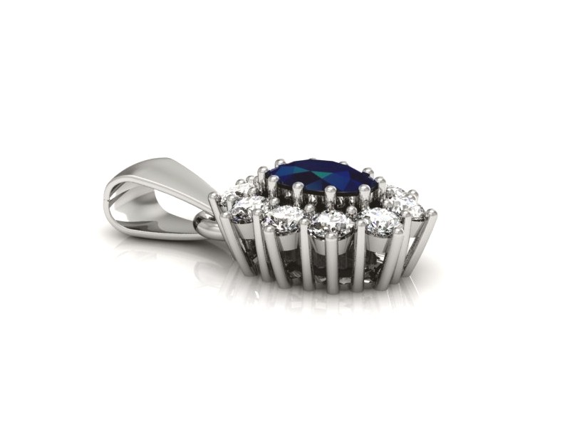 Zawieszka z szafirem i brylantami białe złoto - w15089bsz — zdjęcie 2