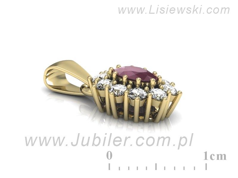 Zawieszka z rubinem i brylantami żółte złoto 585 - w15089zr — zdjęcie 2