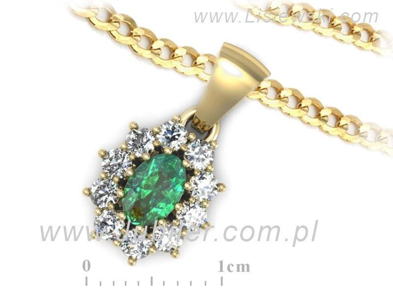 Wisiorek ze szmaragdem i brylantami żółte złoto - W15089ZSM — zdjęcie 3