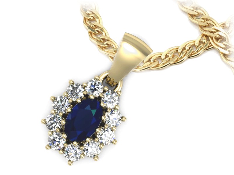 Zawieszka z szafirem i brylantami żółte złoto - w15089zsz — zdjęcie 3