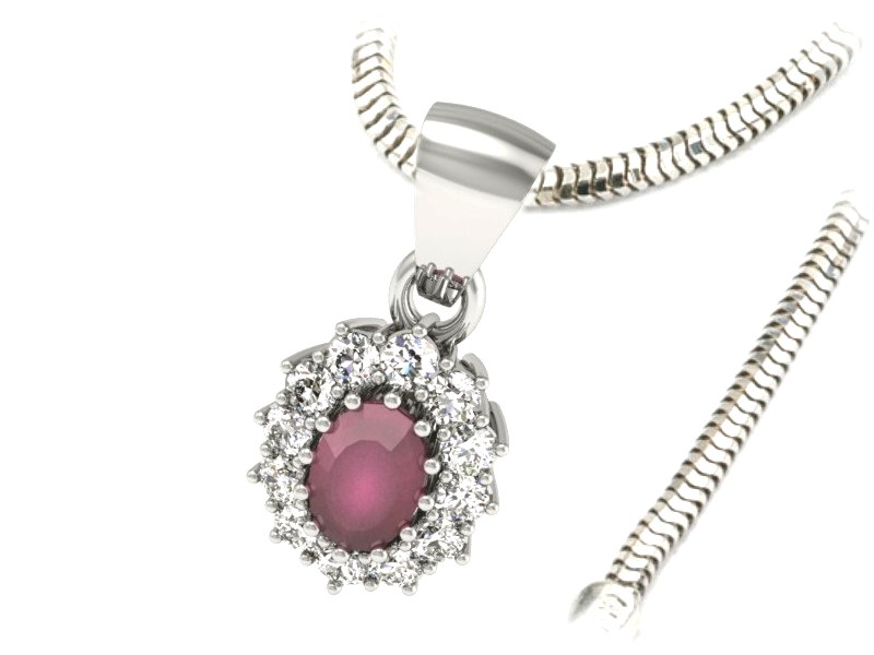 Zawieszka z rubinem i brylantami białe złoto 585 - w15090br — zdjęcie 3