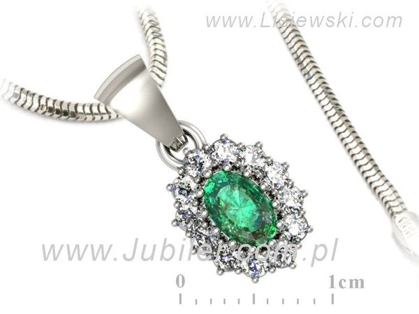 Złota zawieszka Wisiorek białe złoto ze szmaragdem brylantami - w15090bsm- 1
