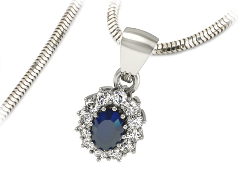 Zawieszka z szafirem i brylantami białe złoto - w15090bsz — zdjęcie 3