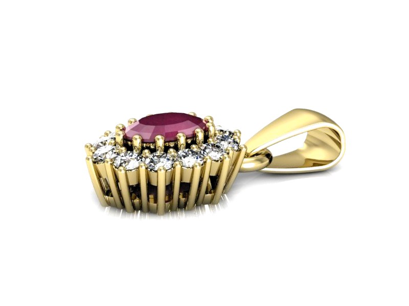 Złota zawieszka z rubinem i brylantem żółte złoto - w15090zr — zdjęcie 2